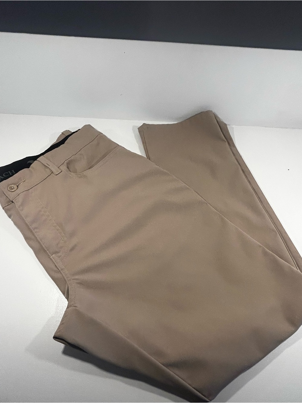 Pebble Beach Mens Golf Pants 36x30 Khaki Tan Performance Straight Leg